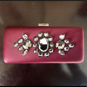 Maroon Satin Kate Landry Clutch